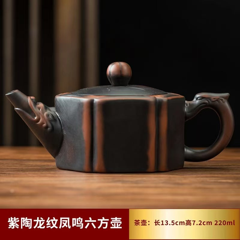 【12號】紫陶六方壺 可提 可旋轉 可鳳鳴 大開口 好清洗