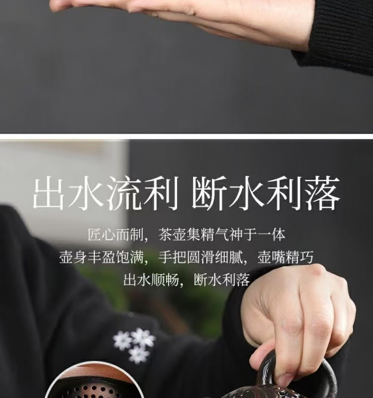 【8號】紫陶龍鳳西施壺,可提,可旋轉,可鳳鳴,手作精工