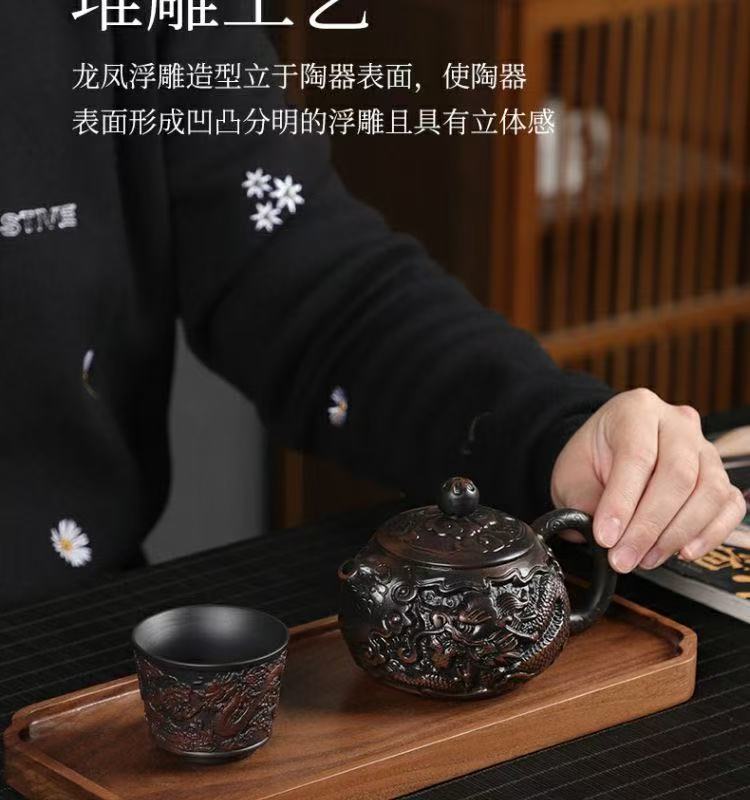 【8號】紫陶龍鳳西施壺，可提，可旋轉，可鳳鳴，手作精工