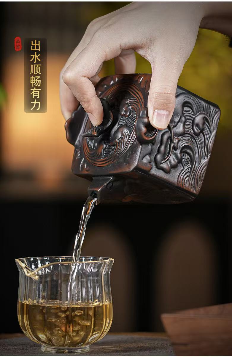 【18號】紫陶魚躍龍門手抓壺