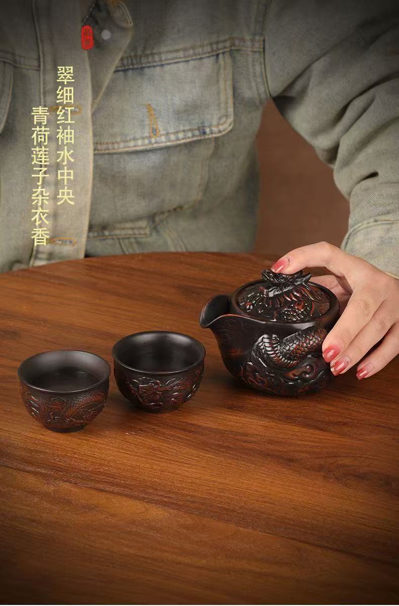 【9號】紫陶祥龍手抓壺手工精雕